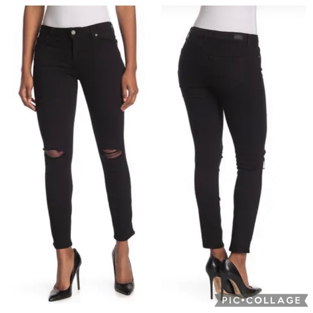 EUC Paige Dice Black Destructed Verdugo Ankle Jean